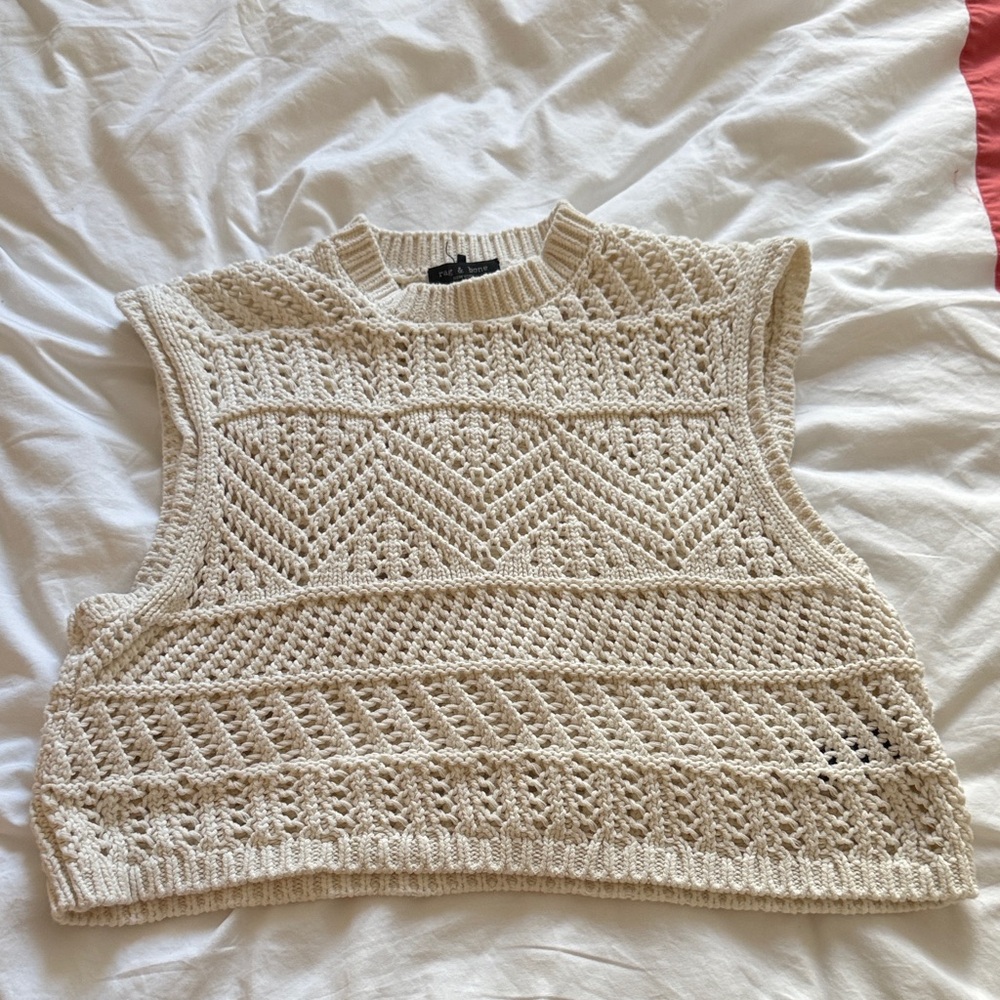 Rag and Bone- Cream Knit Sleeveless Sweater Vest - Medium
